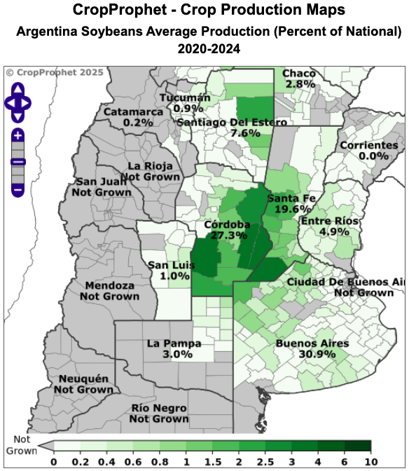 Argentina Soybean Production Map